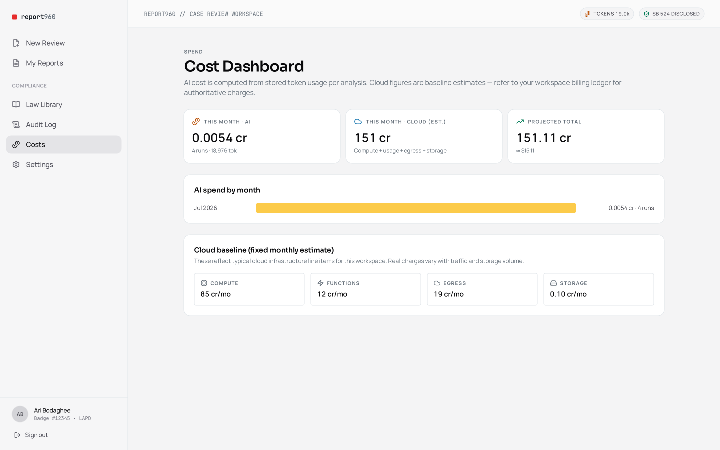 Report960 cost dashboard