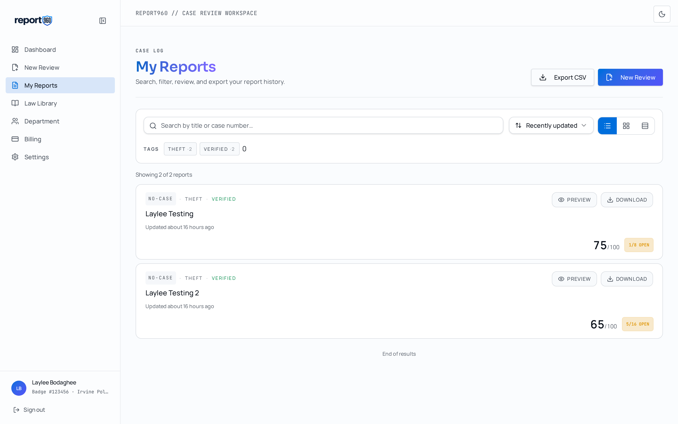 Report960 report editor with inline edits